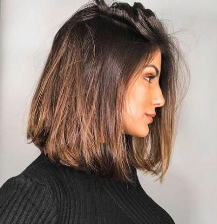 Haircut Lob Brunette Ombre 46+ Ideas | Long Bob Haircuts For Lob Haircuts With Wavy Curtain Fringe Style (View 16 of 25)