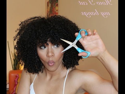 How I Cut My Bangs On Natural Curly Hair – Youtube Regarding Naturally Wavy Hairstyles With Bangs (Photo 14 of 25)