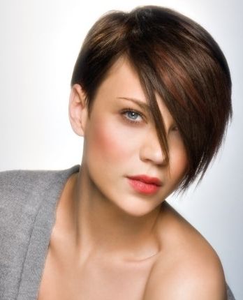 Short Hair With Long Side Bangs Pertaining To Very Short Wavy Hairstyles With Side Bangs (View 10 of 25)