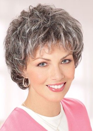 Short Layered Curly Capless Grey Hair Wigs With Bangs Intended For Wavy Hairstyles With Layered Bangs (Photo 16 of 25)