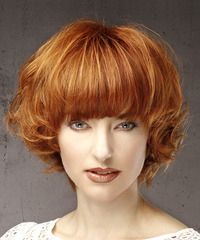 Short Wavy Red Hairstyle With Dark Red Highlights With Wavy Hairstyles With Short Blunt Bangs (Photo 5 of 25)