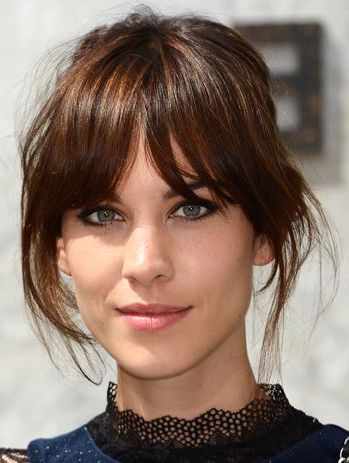 Top 10: Best Celebrity Fringes – Celebrity Beauty Intended For Lob Haircuts With Wavy Curtain Fringe Style (Photo 11 of 25)