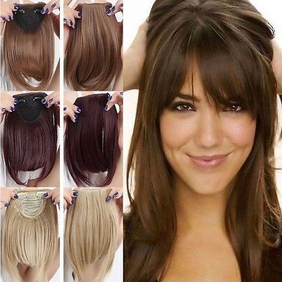 Uk Real Thick Straight Bang Clip In On Fringe Hair For Long Thick Hairstyles With Wispy Bangs (Photo 19 of 25)