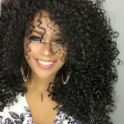 Women Short Afro Kinky Curly Wigs Black Hair Full Wigs Pertaining To Naturally Wavy Hairstyles With Bangs (Photo 9 of 25)