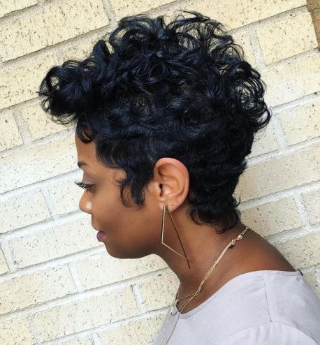 Black Curly Pixie Hairstyle In 2020 | Curly Pixie Hairstyles, Short Regarding Recent Curly Pixie Haircuts (View 4 of 25)