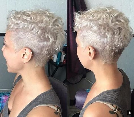 Undercut Curly Pixie For Older Women Grey Haircut | Undercut Curly Hair Pertaining To Recent Short Pixie Haircuts For Fine Hair (View 24 of 25)