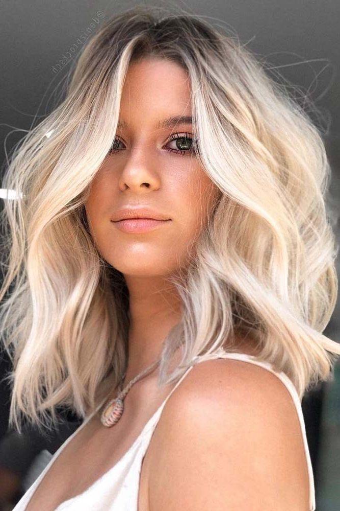 137 Medium Length Hairstyles – Love Hairstyles Within Most Recently Blonde Waves Haircuts With Dark Roots (View 17 of 25)