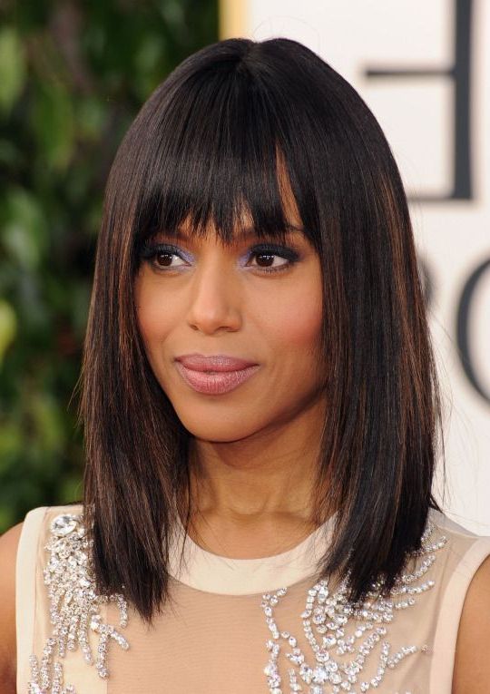 14 Best Lobs For Thin Hair Inside Most Recent Blunt Lob Haircuts With Straight Bangs (View 10 of 25)