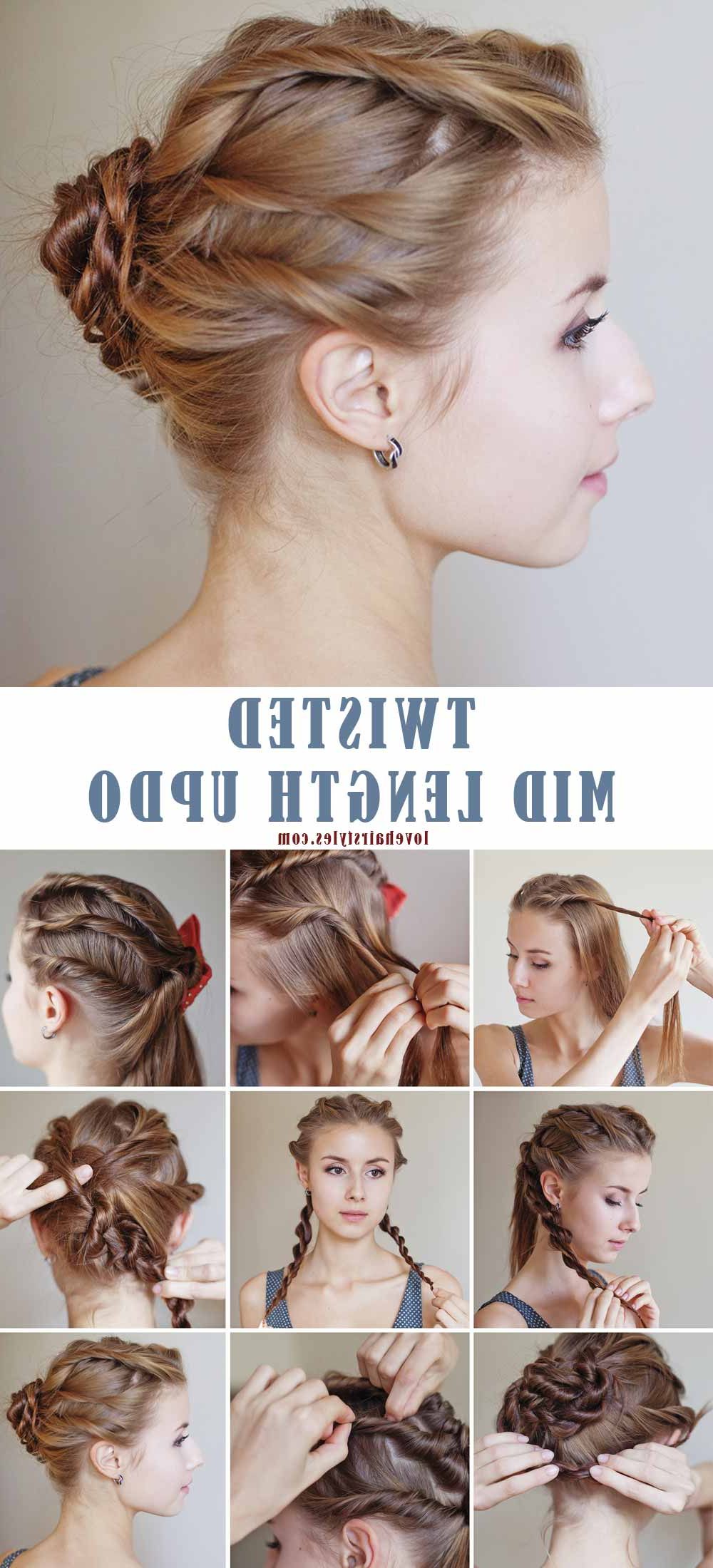 15 Perfectly Easy Hairstyles For Medium Hair – Love Hairstyles Regarding Current Twisted Buns Hairstyles For Your Medium Hair (View 4 of 25)