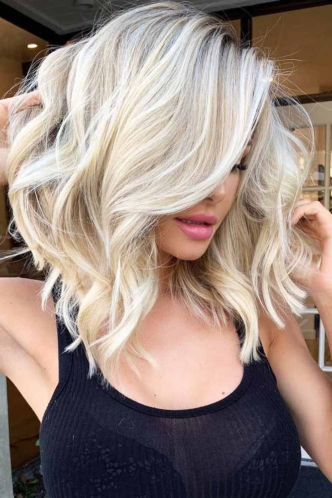 170 Best Bob Haircut Ideas To Try In 2022 | Icy Blonde Hair, Medium Length Hair  Styles, Hair Lengths In Most Popular Sandy Wavy Side Parted Lob Haircuts (View 6 of 25)