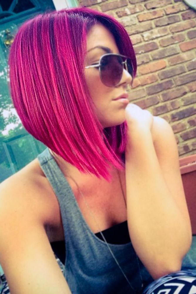 19 Amazing Magenta Hair Color Ideas | Magenta Hair, Magenta Hair Colors,  Bob Hairstyles Inside Most Recently Inverted Magenta Lob Haircuts (View 9 of 25)