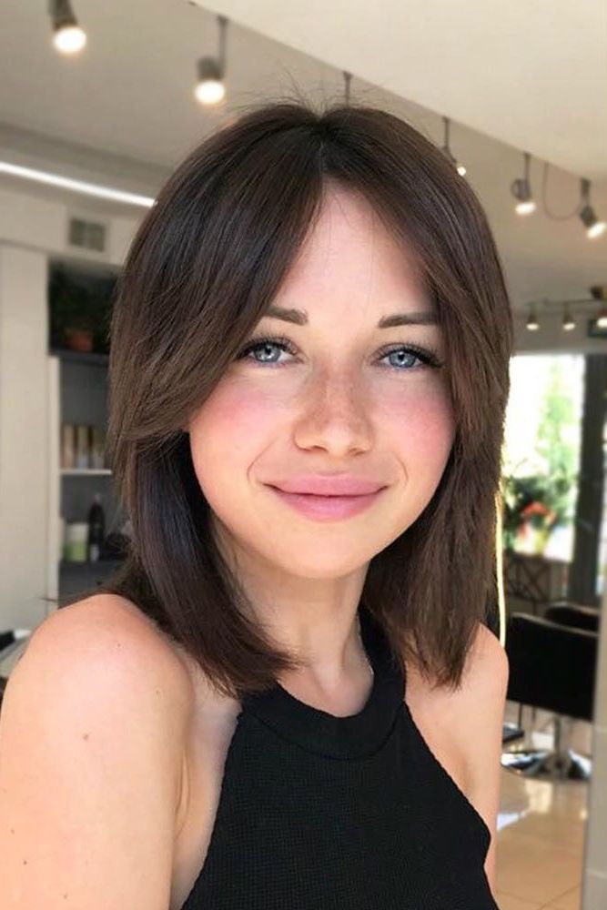 19 New Ways To Style Your Long Bob Haircut With Bangs This Fall | Long Bob  Haircut With Bangs, Long Bob Hairstyles, Bob Haircut With Bangs With Regard To One Length Bob Hairstyles With Long Bangs (View 14 of 25)