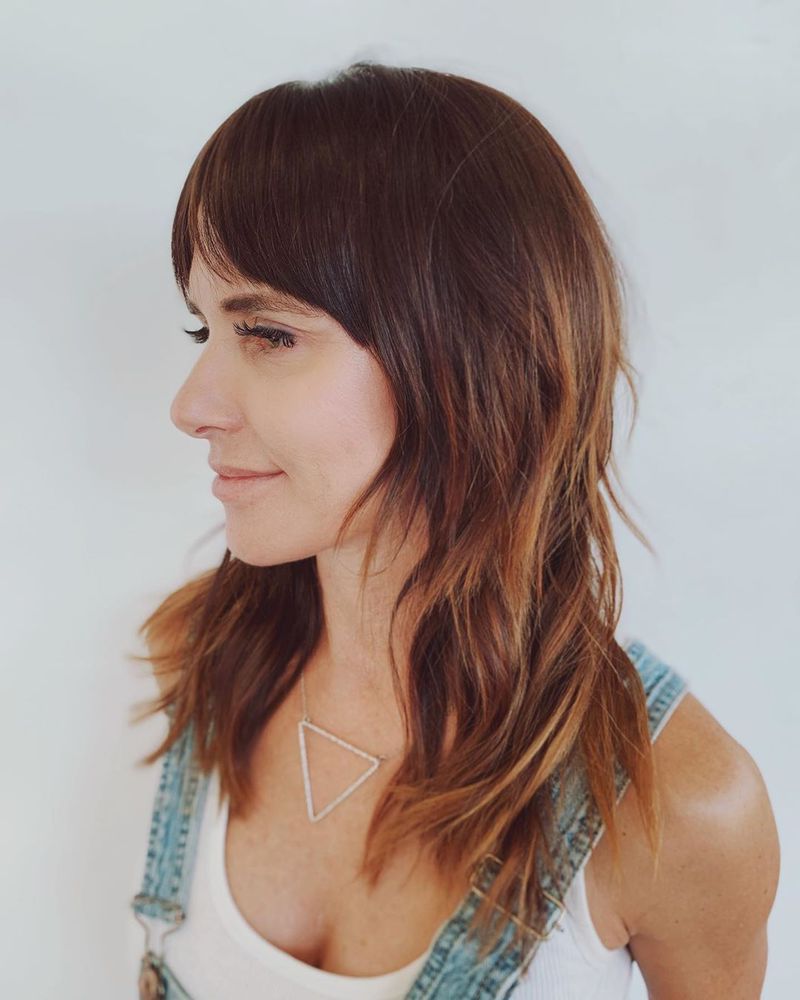 20 Stunning Layered Haircuts With Bangs – Stylesrant With Newest Lob Haircuts With Swoopy Face Framing Layers (Photo 21 of 25)