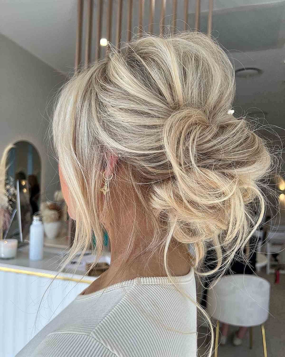 25 Easy & Cute Updos For Medium Hair Throughout Latest Wavy Updos Hairstyles For Medium Length Hair (Photo 19 of 25)