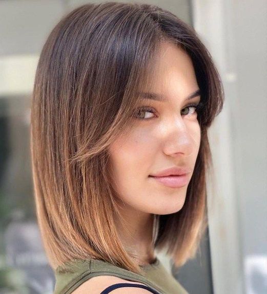 27 Trendy And Chic Long Bobs With Bangs – Styleoholic With Regard To One Length Bob Hairstyles With Long Bangs (Photo 19 of 25)