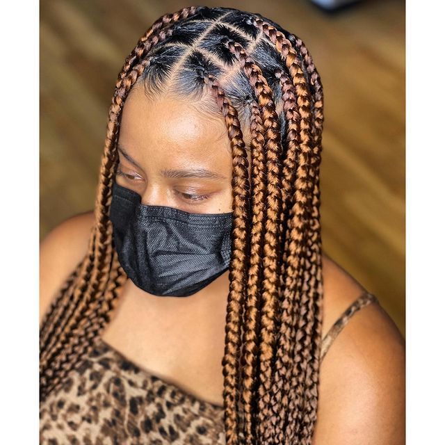 33 Jumbo Box Braids [large W/ Knot & Knotless] | Goddess Braids Hairstyles,  Short Box Braids Hairstyles, Quick Braided Hairstyles Pertaining To Newest Big Braids Hairstyles For Medium Length Hair (View 12 of 25)