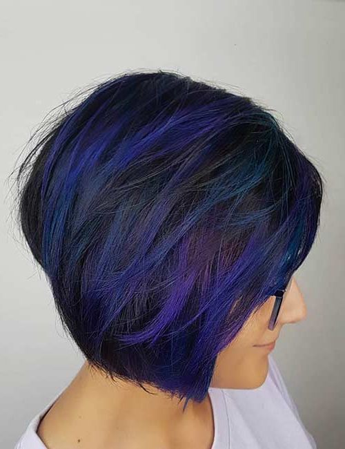 34 Stunning Blue And Purple Hair Colors Regarding Edgy Lavender Short Hairstyles With Aqua Tones (View 10 of 25)