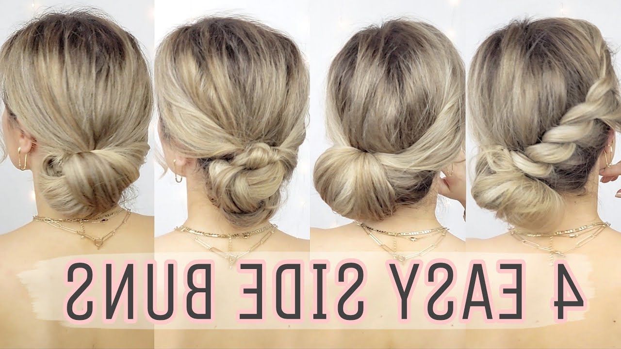4 Easy Elegant Side Bun Hairstyles ? Medium And Long Hairstyles – Youtube Inside Newest Twisted Buns Hairstyles For Your Medium Hair (View 14 of 25)