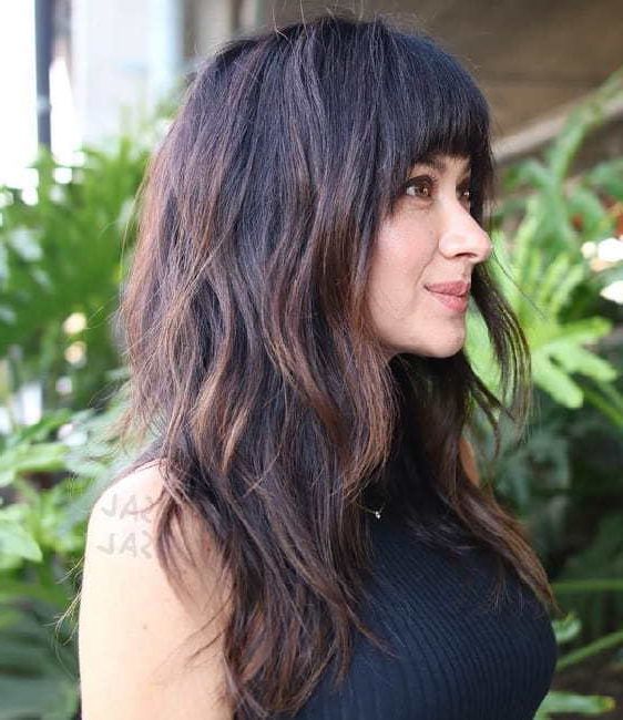 40 Hottest Long Layers With Bangs For 2022 Pertaining To Most Up To Date Medium Length Haircuts With Arched Bangs (View 18 of 25)