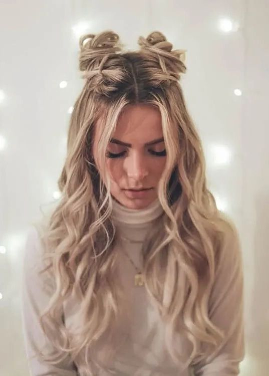 40 Quick & Easy Space Bun Hairstyles For A Trendy Look – Hairstylecamp With Newest Layered Medium Length Hairstyles With Space Buns (Photo 19 of 25)