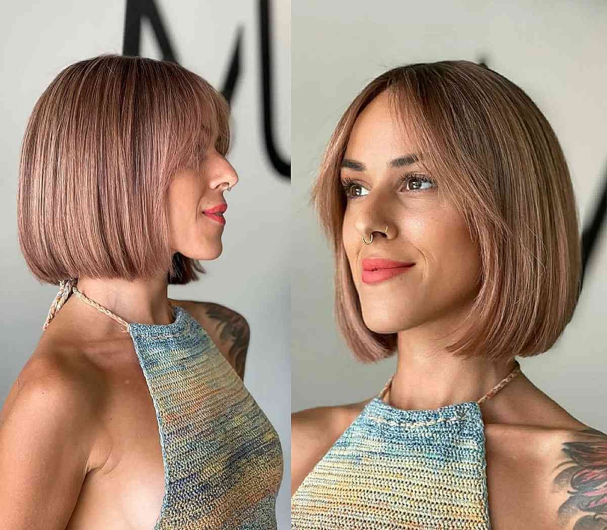 42 Best Short Blunt Bob Haircuts Ideas For Women Of All Ages Within Newest Rose Gold Blunt Lob Haircuts (View 8 of 25)
