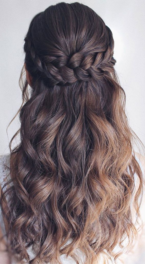 45 Beautiful Half Up Half Down Hairstyles For Any Length : Braid & Textures For Recent Braided Half Up Knot Hairstyles (View 15 of 25)