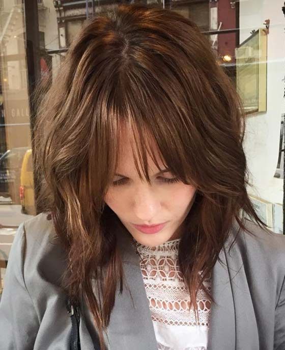 50 Best Stunning Layered Hairstyles With Bangs You Must Try With Most Recent Medium Haircuts With Starring Waves (View 17 of 25)