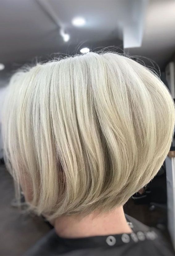 50+ Haircut & Hairstyles For Women Over 50 : Textured Pearl Blonde Bob  Haircut Inside Best And Newest Icy Blonde Inverted Bob Haircuts (Photo 23 of 25)