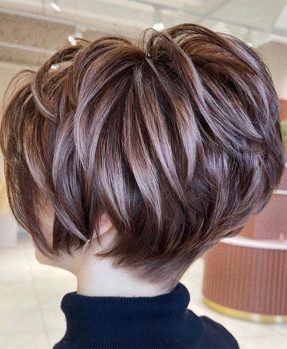 50 Short Hairstyles That Looks So Sassy : Brown Cherry Layered Pixie Haircut Within Layered Long Pixie Hairstyles (Photo 22 of 25)