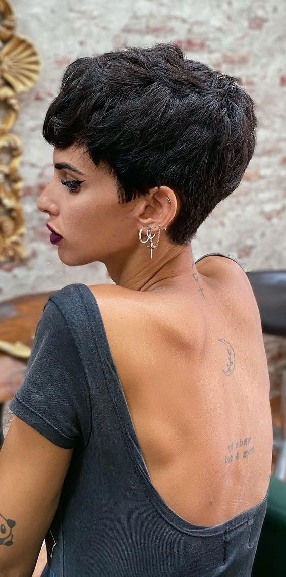 50 Short Hairstyles That Looks So Sassy : Long Layered Pixie Haircut For  Dark Hair In Layered Messy Pixie Bob Hairstyles (View 7 of 25)