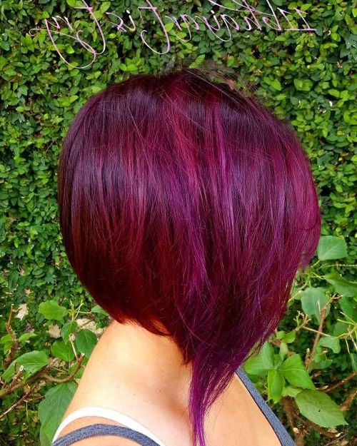 50 Trendy Inverted Bob Haircuts | Inverted Bob Haircuts, Hair Styles, Red  Violet Hair Regarding Current Inverted Magenta Lob Haircuts (View 2 of 25)