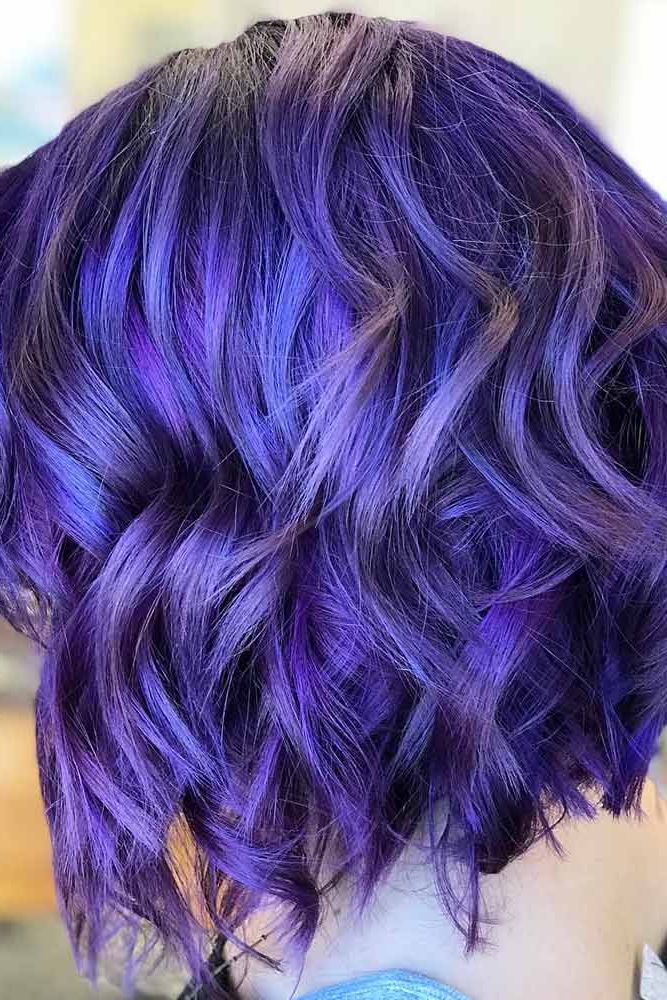 52 Tempting And Attractive Purple Hair Looks | Lovehairstyles With Newest Purple Wavy Shoulder Length Bob Haircuts (View 10 of 25)