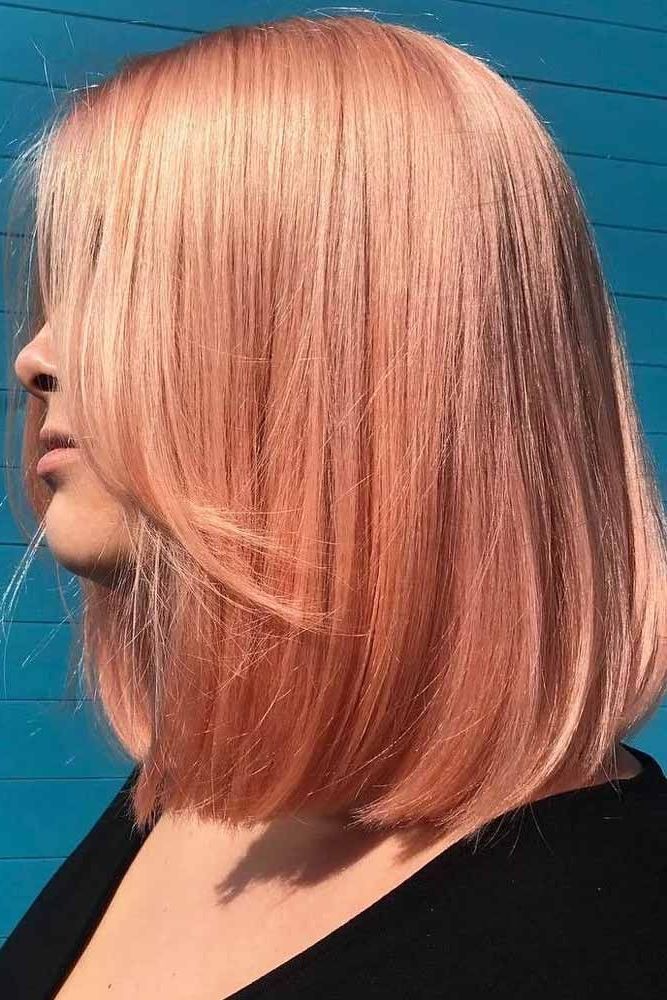 55 Medium Length Hairstyles Ideal For Thick Hair | Lovehairstyles |  Medium Length Hair Styles, Long Bob Hairstyles For Thick Hair, Medium Long  Hair Within Most Recent Rose Gold Blunt Lob Haircuts (View 1 of 25)