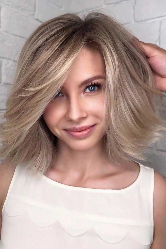 55 Stylish Layered Bob Hairstyles | Lovehairstyles Within Messy Bob Hairstyles With A Deep Side Part (View 21 of 25)