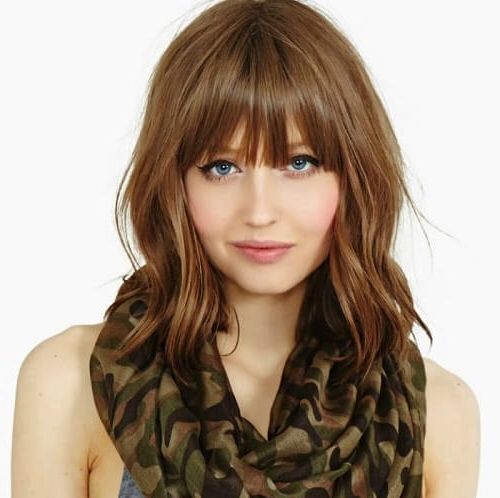 80 Medium Length Haircuts With Bangs For 2022 (with Pictures) With Regard To Most Recent Medium Haircuts With A Fringe (View 21 of 25)