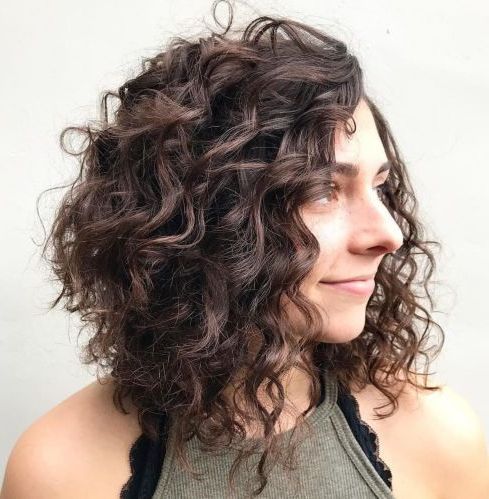Angled Curly Lob | Wavy Bob Hairstyles, Long Curly Bob Haircut, Long Curly  Bob With Regard To Latest Curly Lob Haircuts With Feathered Ends (View 3 of 25)