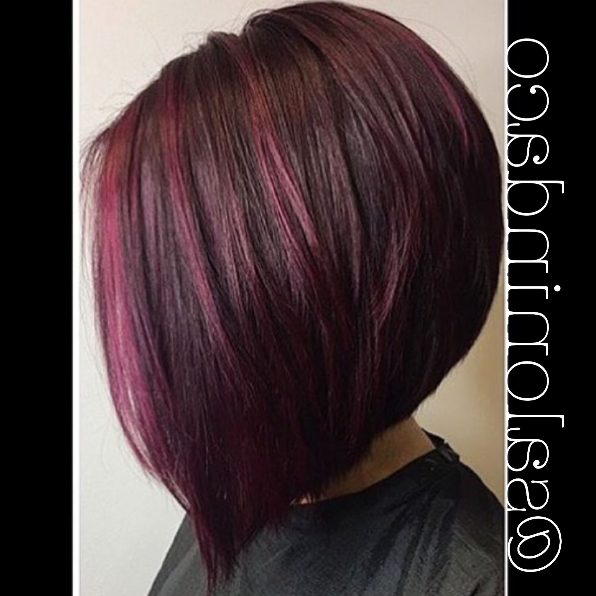 Asymmetrical Swing Bob Hairstyle Fall Inspo Magenta Colour Cranberry  Burgundy Balayage Hair Color | Swing Bob Hairstyles, Bob Hairstyles, Bob  Hair Color Inside Most Current Inverted Magenta Lob Haircuts (View 5 of 25)