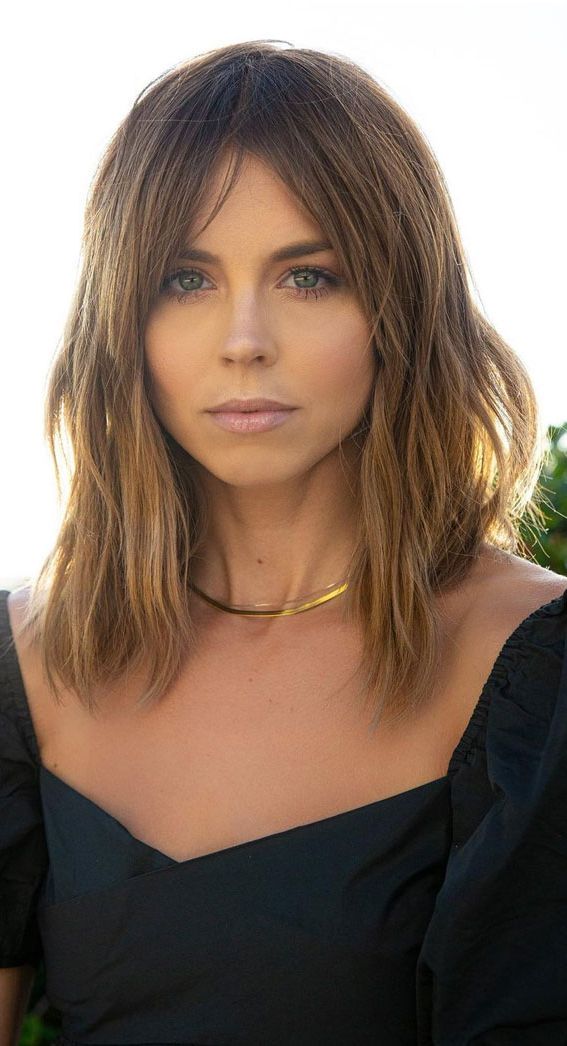 Best Haircuts & Hairstyles To Try In 2021 : Chic Long Bob With Curtain Bangs In 2018 Blunt Lob Haircuts With Straight Bangs (View 14 of 25)