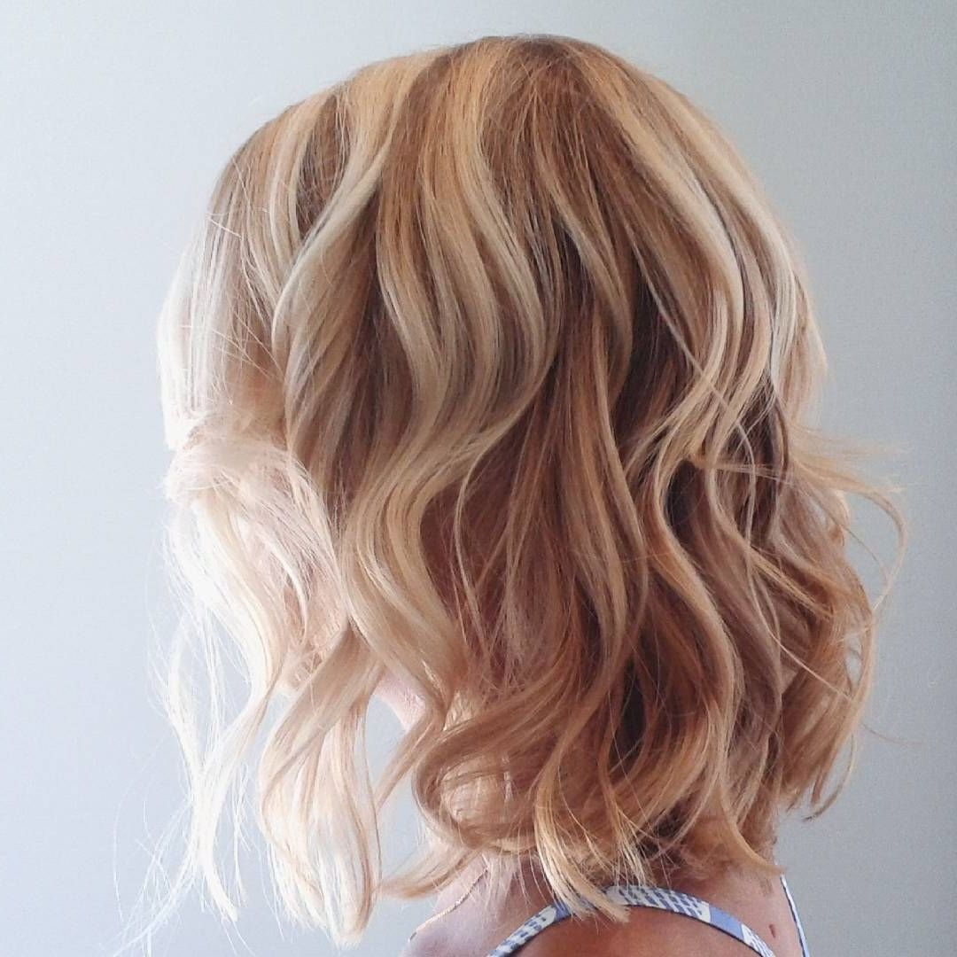 Blonde Highlights – Lowlights – Balayage – Beachy Waves – Bohemian Wavy  Hair – Short Ha… | Balayage Hair Blonde Short, Short Hair Balayage, Bob  Hairstyles For Thick Pertaining To Most Current Beach Waves Haircuts With Lowlights (View 1 of 25)