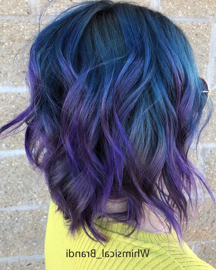 Blue And Purple Hair | Blue Ombre Hair, Purple Ombre Hair Short, Summer Hair  Color With Regard To Edgy Lavender Short Hairstyles With Aqua Tones (View 3 of 25)