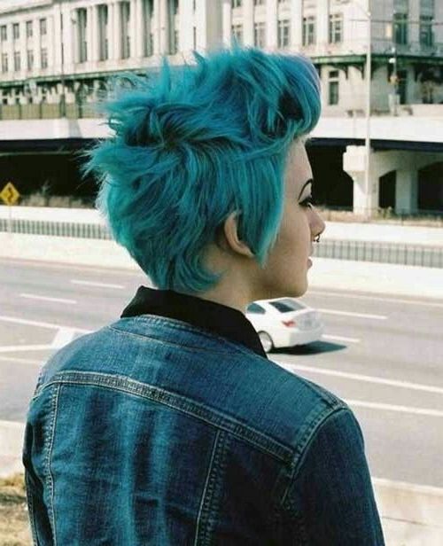 Blue Punk Pixie | Short Hair Color, Scene Haircuts, Hair Styles Inside Blue Punky Pixie Hairstyles With Undercut (View 1 of 25)