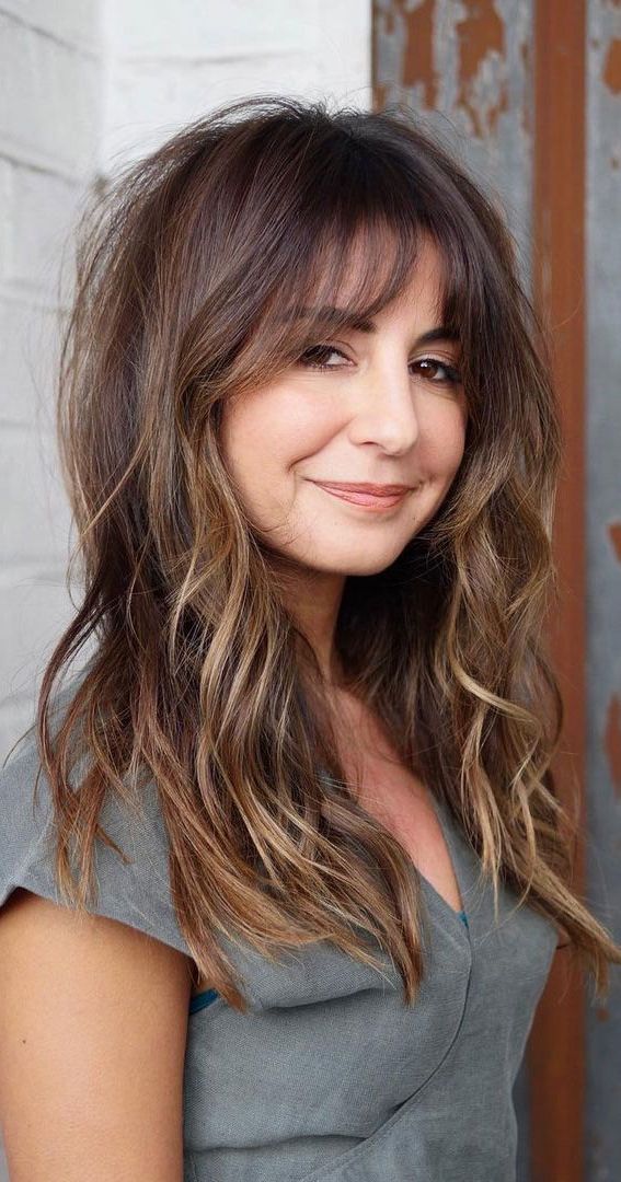 Cute Haircuts And Hairstyles With Bangs : Brunette Textured Hairstyle With  Bangs Pertaining To Recent Textured Layers Haircuts (Photo 25 of 25)