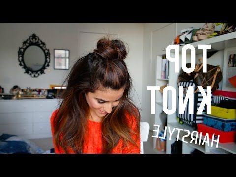 How To Create The Top Knot Half Down Hairstyle (easy) – Youtube In 2018 Medium Length Wavy Hairstyles With Top Knot (View 23 of 25)