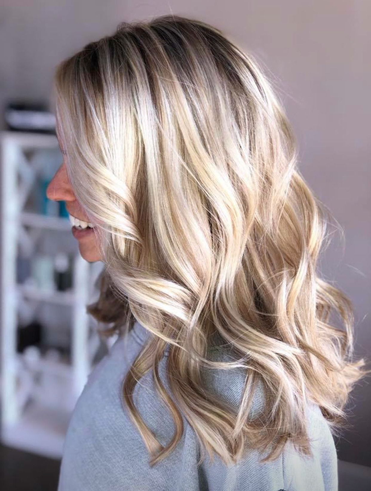 Icy Blonde Highlights. Blonde Hair. Beach Waves. Highlights And Lowlights (View 1 of 25)