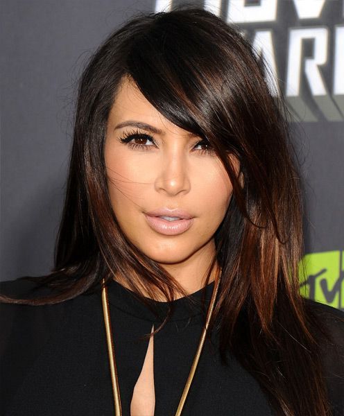 Medium Length Hair: Artistic Chestnut Highlights On Sliced Reduce – Kim  Kardashian Hairstyle – Http://… | Hair Lengths, Medium Length Hair Styles,  Winter Hairstyles Throughout Most Current Straight Mid Length Chestnut Hairstyles With Long Bangs (View 3 of 25)