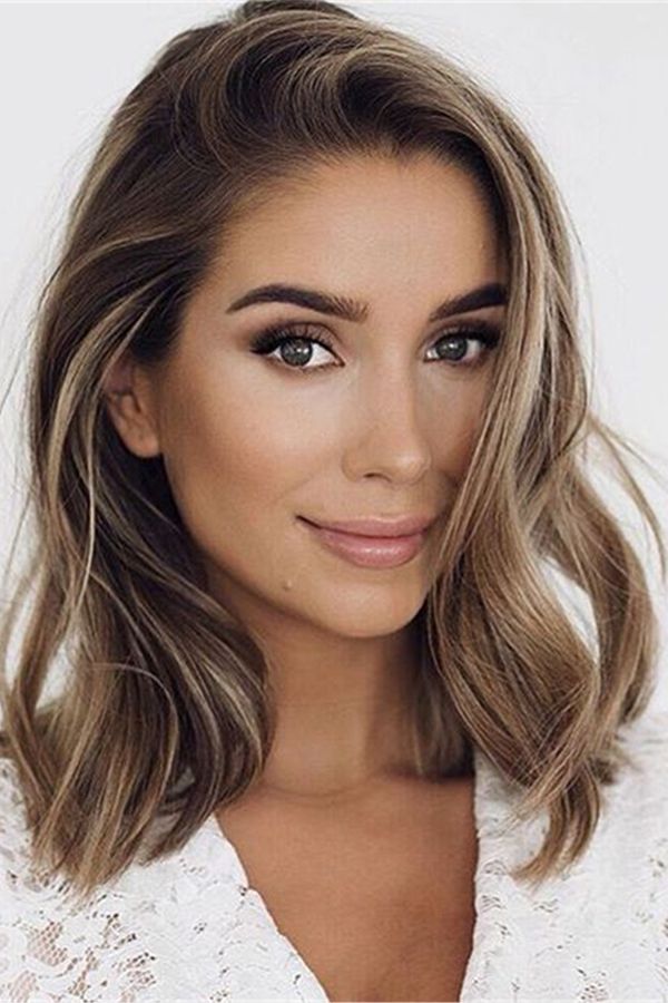 Medium Length Human Hairstyle Side Part Wavy Wig 16 Inches In 2022 | Blonde  Haare Braune Augen, Haarfarben, Balayage Haare Blond For Newest Medium Hairstyles With Side Part (View 3 of 25)