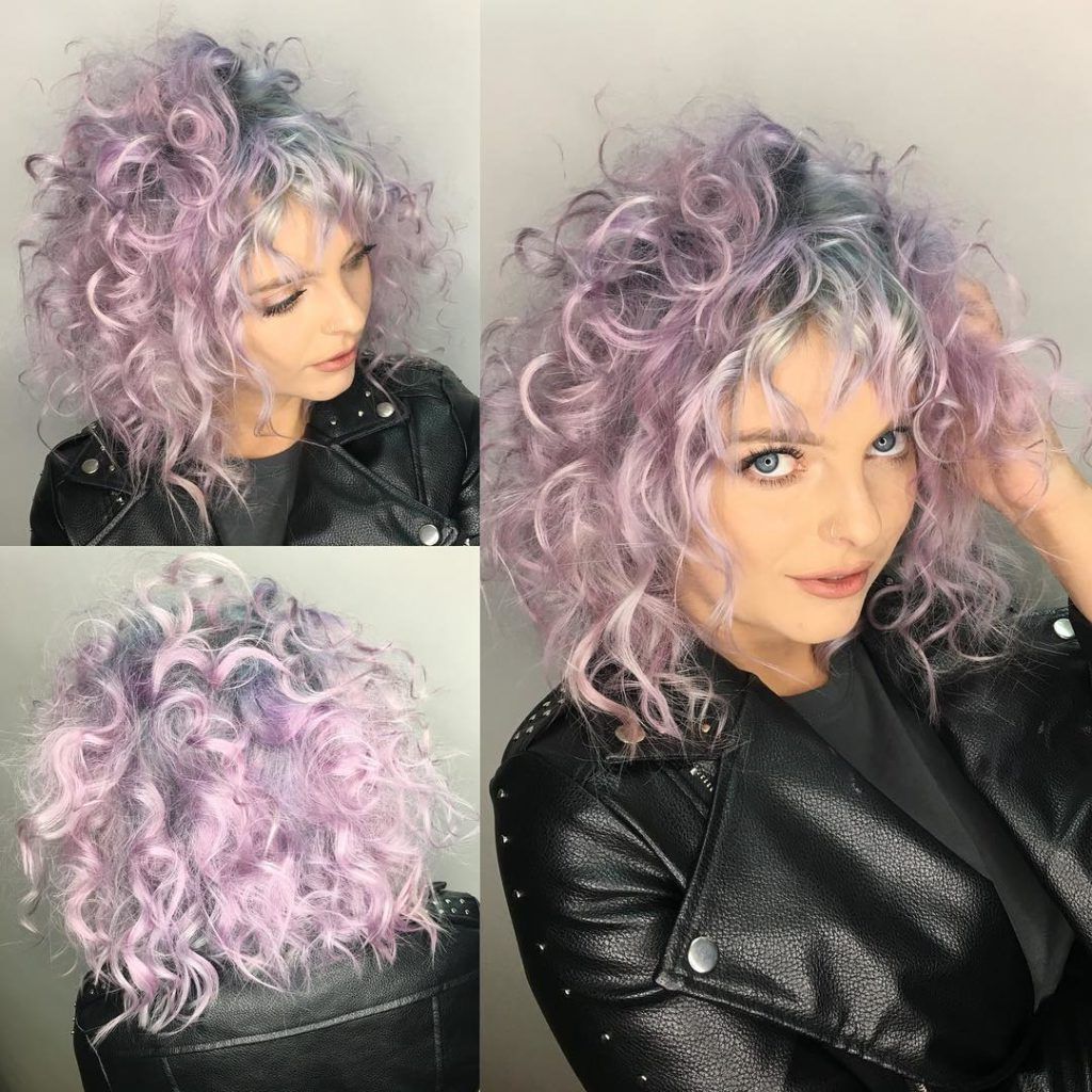 Messy Curly Shoulder Length Cut With Pink Color And Silver Shadow Roots –  The Latest Hairstyles For Men And Women (2020) – Hairstyleology With Regard To Most Recent Messy & Wavy Pinky Mid Length Hairstyles (View 6 of 25)