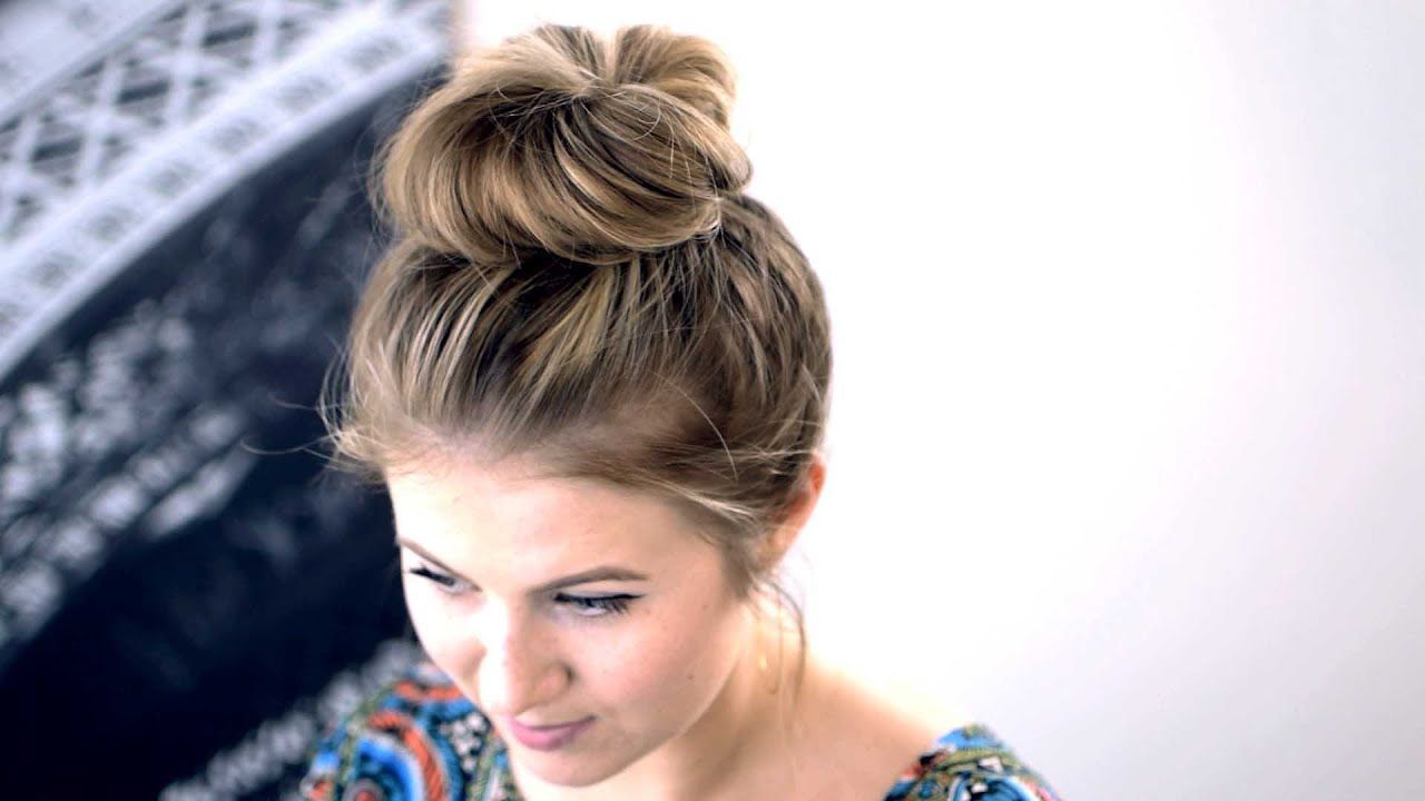 Messy Top Knot For Short/medium Hair Tutorial | Milabu – Youtube Intended For Most Recent Medium Length Hairstyles With Top Knot (View 11 of 25)
