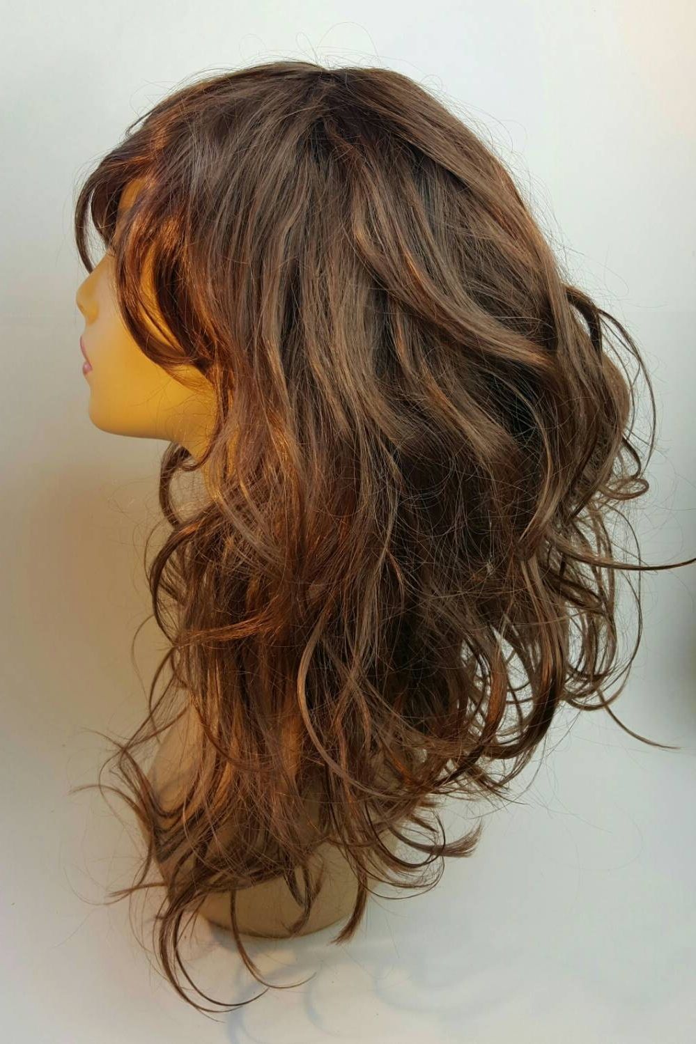 Mid Length Wavy A Line Brunette Wig Brunette A Line Bob With – Etsy Throughout Most Recently A Line Wavy Medium Length Hairstyles (Photo 19 of 25)