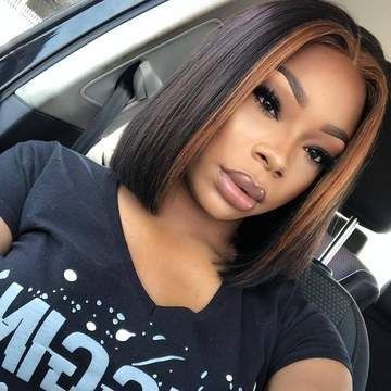 Middle Part Bob Wig With Brown Streaks | Black Hair Tribe In 2018 Middle Parted Highlighted Long Bob Haircuts (View 18 of 25)